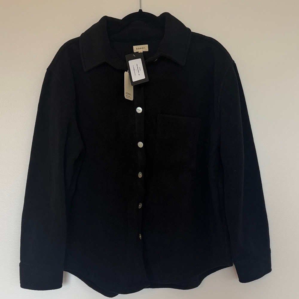 NWT Donni Polar Fleece Shirt - Small - Jet - Made in Los Angeles